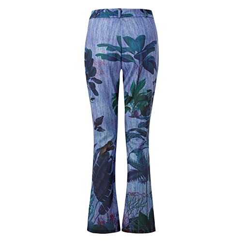 Duowei Women Fashion Pants Women's Long Multiple Choice Printed Casual Loose Pants Cropped Pants For Women Casual Petite Blue #TOP3