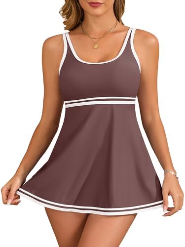 Women's Tankini Sets Tummy Control Swimsuits Color Block Swimdress 2025 Two Piece Bathing Suits