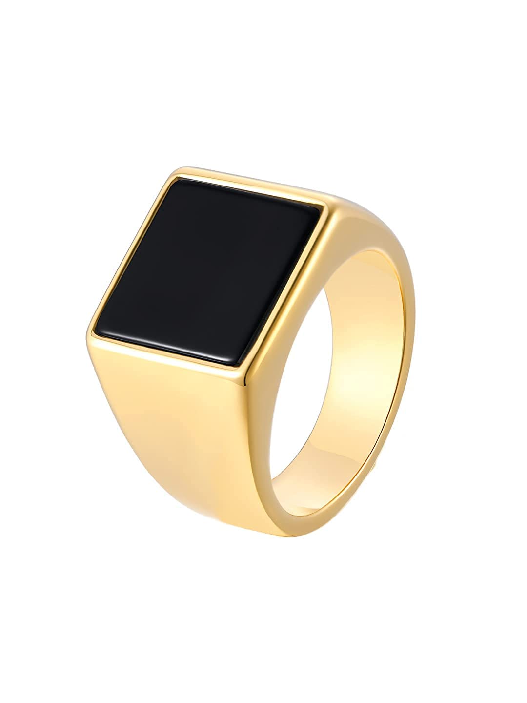 Yellow Chimes Rings for Men gold plated Black colored in Center Metal Stainless Steel Band Style Ring for men and Boys (B09P3YHL6Q) Amazon Price History, Amazon Price Tracker