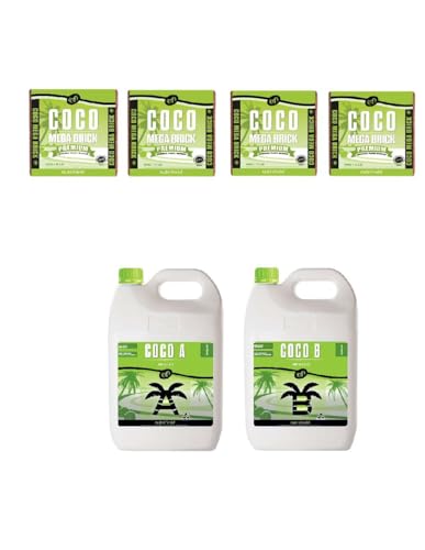 4 Ladrillos de Fibra de Coco 11 lb + Nutrientes Líquidos 10 L