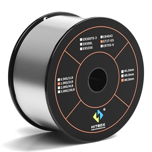 HITBOX Flux Core Gasless MIG Wire, E71T-GS Mild Carbon Steel Welding Wire .030-Inch 2.2 Pound Spool Compatible With Lincoln Miller Forney Harbor Welder