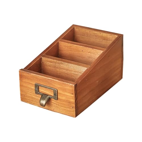 Fonowx Organizador de Escritorio de Madera para Material de Oficina, Estuche de Almacenamiento con Rejillas,