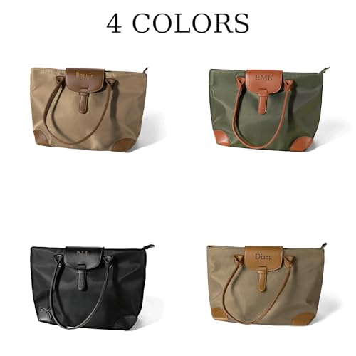Bolso tote grande impermeable personalizable CALLIE con cinta bordada con inicial y nombre, bolso de hombro para mujer miniatura 2