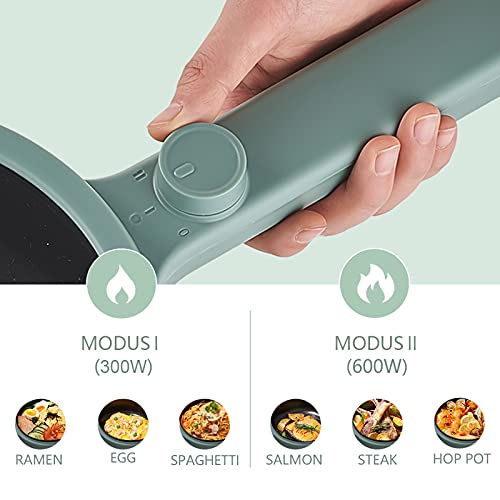 Foto von HYTRIC Elektrischer Hot Pot, 1,5 l Tragbarer Antihaft-Topf, Multikocher mit Dual Power Control für Wohnheim, Büro, Grün