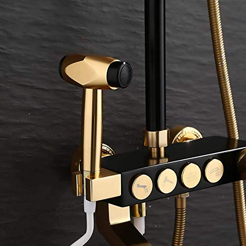Ensemble de douche de bain sous pression noir avec colonne réglable - 6
