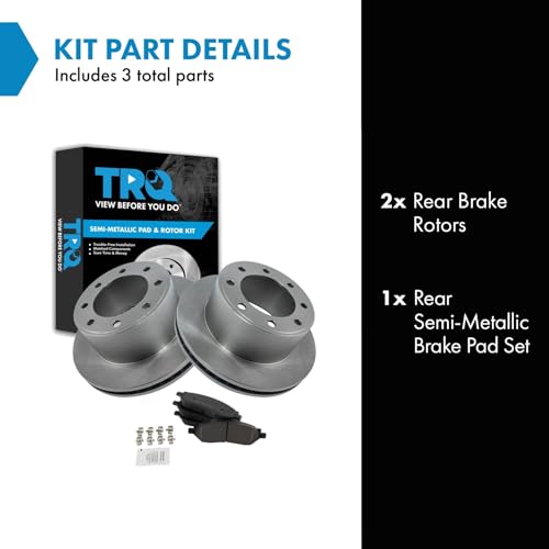 Image of TRQ Rear Brake Pad & Rotor Kit Semi-Metallic Compatible with 2005-2007 Ford F-250 Super Duty F-350 Super Duty
