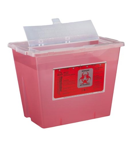 Sharps Container with Lid, 2 Gallon, Red, 30 per Case