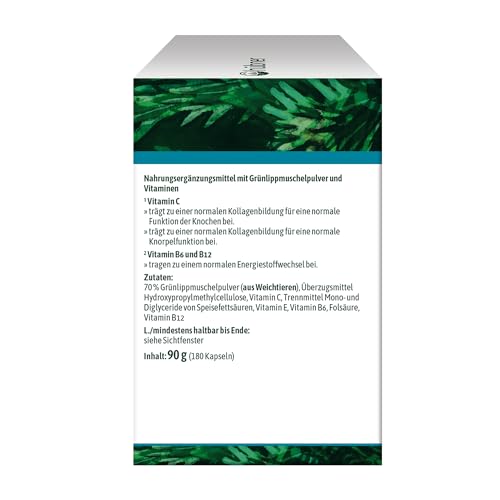 hübner® arthoro Glucosamin | Knochen- und Knorpelschutz | Vitamin C, B6, B12 & E | Grünlippmuschelpulver