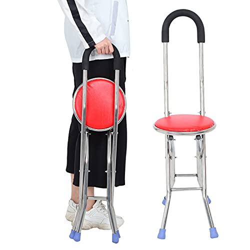 Alucy Walking Stick Chair, Folding Cane With Seat And Shooting Sticks With Stainless Steel Portable For Walking Sticks Safe Seniors Walking Stick