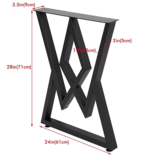 Sss Furniture 2Pcs Metal Furniture Legs 28”Height 24”Wide,Black Cast Iron Coffee Table Legs,Rustic Decory Table Legs Triangle Shape Desk Legs Diy Furniture Bench, Dining Coffee Table #TOP3