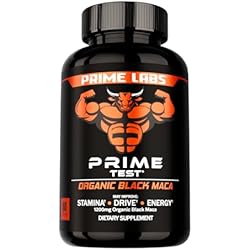 Prime Labs Organic Black Maca Root Capsules 1,200mg - Stamina, Drive, Energy, Vitality - Peruvian 20:1 Extract - for Men & Women - 60 Count