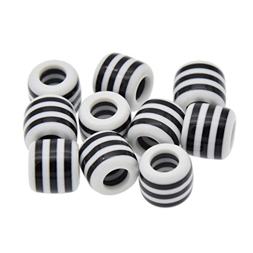 Kesheng 10Pcs 6mm Resin Hair Beads Color Stripe Dreadlock Braiding Hair Beads Jewelry Making Supplies