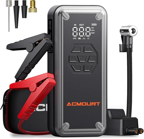 Image of 7000A Jump Starter Power Pack with Air Compressor, 150PSI Portable Car Battery Booster Jump Starter Tyre Inflator(All Gas/12L Diesel/Hybrid), Car Starter Power Bank with Light, Jump Leads, EVA Case