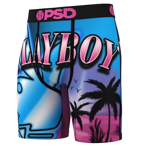 PSD Boxer Playboy pour Homme - sous-vêtements Respirants et de Maintien avec Tissu évacuant l'humidité, Playboy Venise, Large