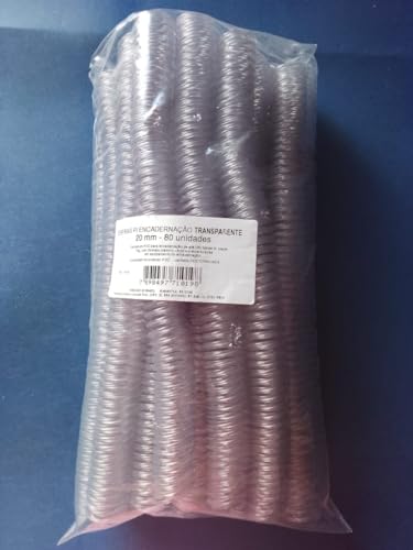 Espiral Para Encadernação 20mm, Plastyline, Transparente, Para 120 Folhas, Pacote Com 80