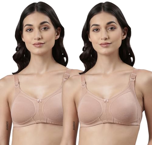 Image of Dollar Missy Pack of 2 Women's Combed Cotton Elastane Wire-Free Panelled Support Bra