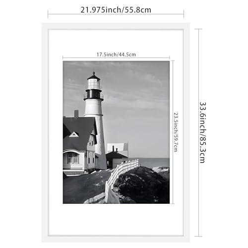 Picrit 22.375x34 Picture Frame 3 Pack, White Poster Frame, Display Poster 18 x 24 with Mat or 22.375 x 34 without Mat for Horizontal or Vertical Wall Mounting