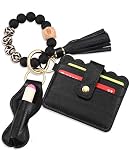 BVGA Wristlet Keychain Bracelet with Wallet，Silicone Bead keyring Bracelet Bangle Car Key Ring Hold