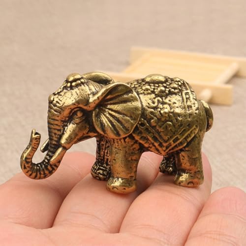 Estatua miniatura de elefante en latón sólido, 2 piezas miniatura 2