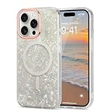 Lafunda iPhone 14 Pro 用 ケース MagSafe対応 半透明 ラメ 大理石風 可愛い 貝殻柄 軽量 衝撃吸収 ライトグレー