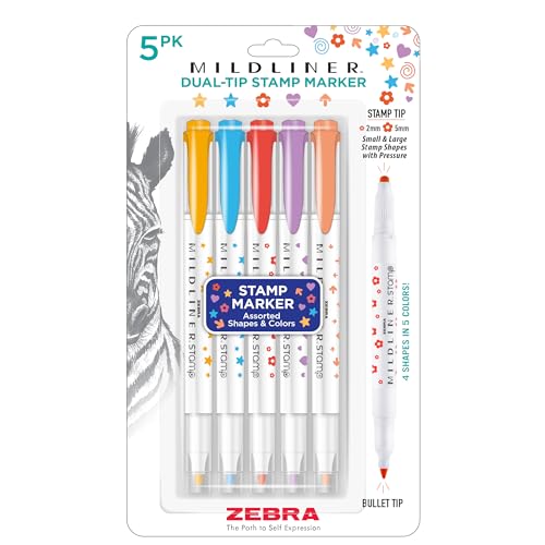 Zebra Pen Mildliner Dual-Tip Stamp Marker, Water-Based Pigment Ink, Bullet