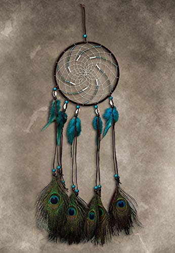 SPUNKYsoul New! Premium Handmade Dream Catcher - Peacock Feather Dreamcatcher Indian Tradition Collection