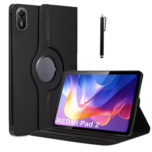Image of ProElite Cover for Xiaomi Redmi Pad 2 11 inch Case Cover, 360 Rotatable Smart Flip Case Cover for Xiaomi Redmi Pad 2 11 inch Tablet with Stylus Pen, Black