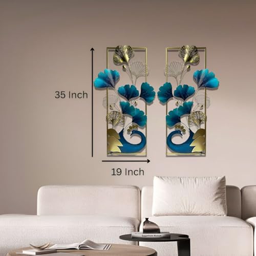 Image of SHREE 'O' GREEN TECH - Large Metal Multicolor Wall Art Decorative Peacock Rectangular Handcrafted Wall Hanging Sculpture Frame for Living Room, Bedroom, Hallway, Hotel, Office & Restaurant