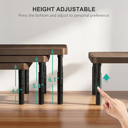 Image of WALI Plastic Computer Monitor Stand for Desk, Adjustable Laptop Riser, Desk Monitor Stand Underneath Storage for Office, Home, School Supplies (PTT001-C), 1 Pack, Brown