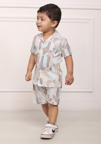 Image of POLKA TOTS 100% Cotton Co-Ord Set for Boys | Half Sleeve Shirt & Shorts Beach Outfit for Kids | Ultra-soft & Breathable Summer Clothes for Toddler & Baby Boy | Casual Dress & Printed Nightwear Set