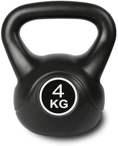 4KG Kettlebell with Handle, Plastic and Concrete Fill, for Strength Training and Body Shaping