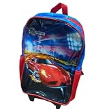 Mochila de Rodinhas Infantil Carros,Sortida,Rodinhas Resistentes, Alça Retrátil e Estampas Divertidas,Ideal para Escola, Passeios e Viagens