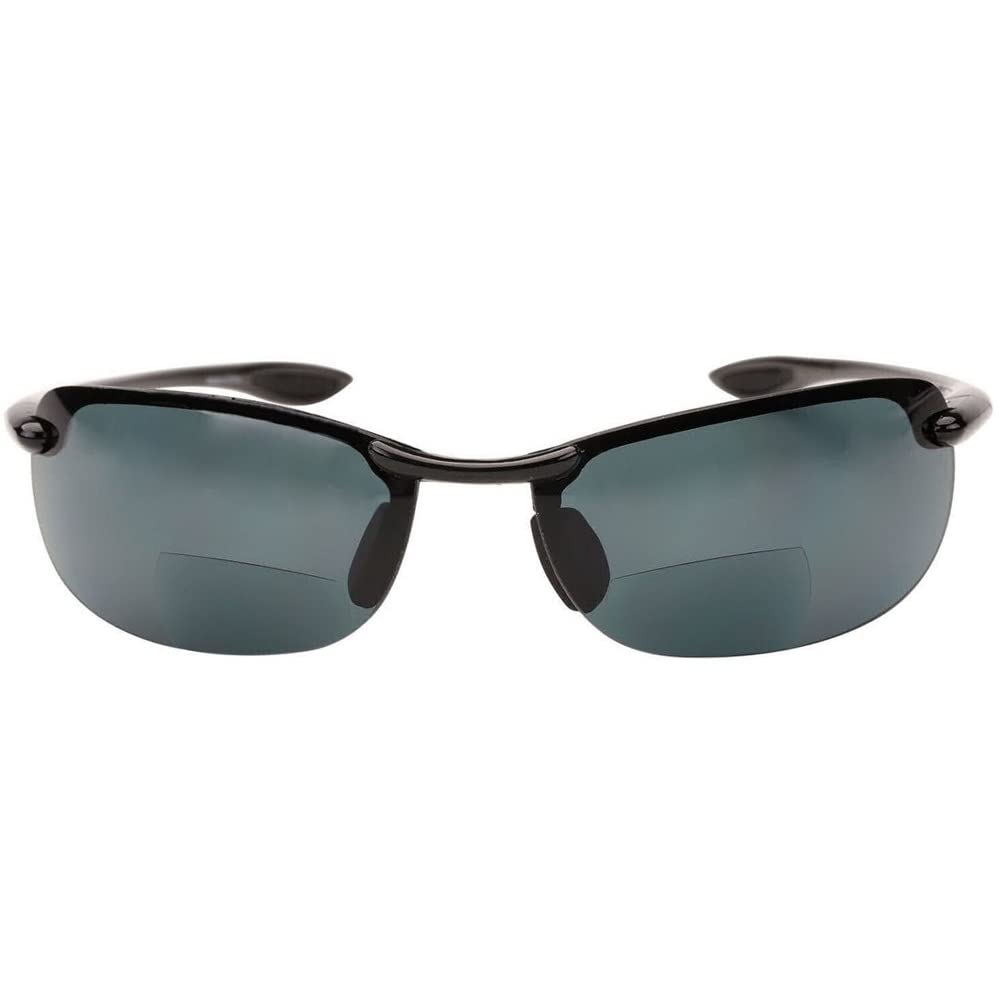 Mass Vision Dreamin Maui Polarized Bifocal Lightweight Sunglasses for Men and Women - Black - 2.50