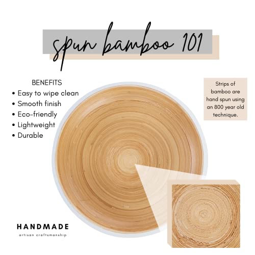 Habitaas Fruit Bowl For Kitchen Counter, Decorative Bowl, Large Serving Bowl Or Fruit Basket For Kitchen Spun Bamboo (White) #TOP1