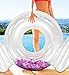 CoTa Global Inflatable Angel Wings Swim Float Ring, Confetti Transparent Lounge for Summer Pool Party Beach Lake - Premium UV Resistant Vinyl Water Tube Toy, Women Adults Kids - Transparent Feather