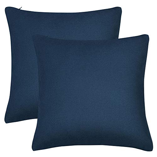 PiccoCasa 2 fundas de almohada impermeables de 45.7 x 45.7 cm, fundas de cojín decorativas, fundas de almohada para sofá, ropa de cama, asiento de coche, jardín, tienda de campaña, color azul oscuro Cover