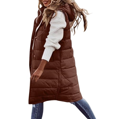 Womens Long Vest Winter Warm Reversible Coats Sleeveless puffer