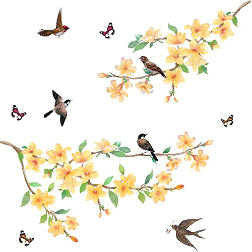Superdant Colorful Kapok Wall Decals Birds On Trees Vinyl Wall Stickers Butterfly Mural Art Decor Window Cling Decals For Kids Room Nursery Living Room Bedroom #TOP2