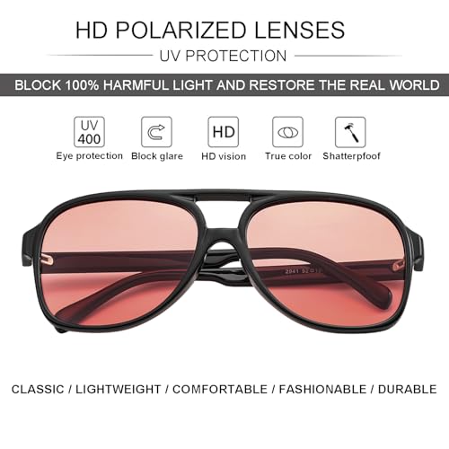 Image of Polarized Classic Vintage Aviator Sunglasses for Men Women Large Frame Retro 70s Sunglasses