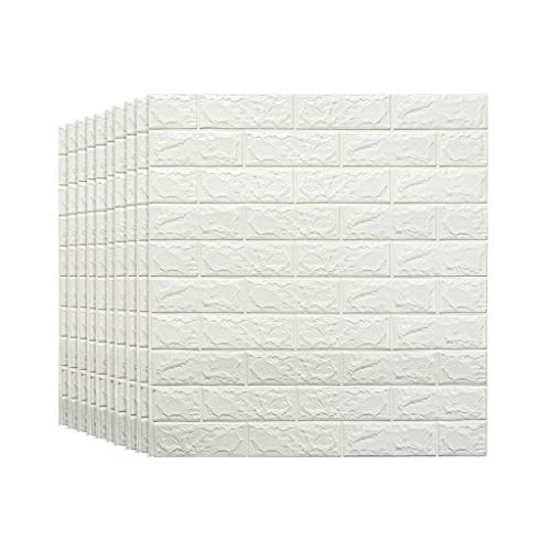 10 unids 3D Pegatinas de Pared de Ladrillo Papel pintado autoadhesivo Fondo de Efecto Texturizado de Ladrillo de Imitación Blanco para la Decoración de la Pared Dormitorio restaurante