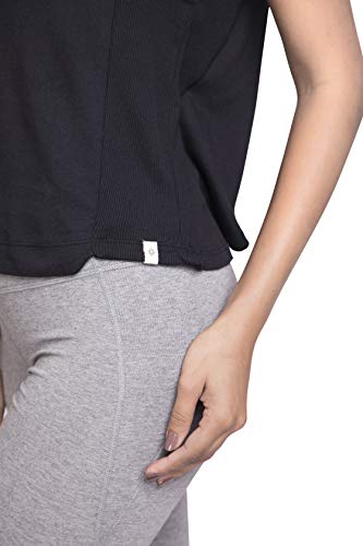 Satva Super Soft Organic Cotton Cross Back Tank Top for Yoga Workout Running Sports Training Cycling Loungwear Dailywear - Prasada Tank TOP, Black, X-Small - Thumbnail 5