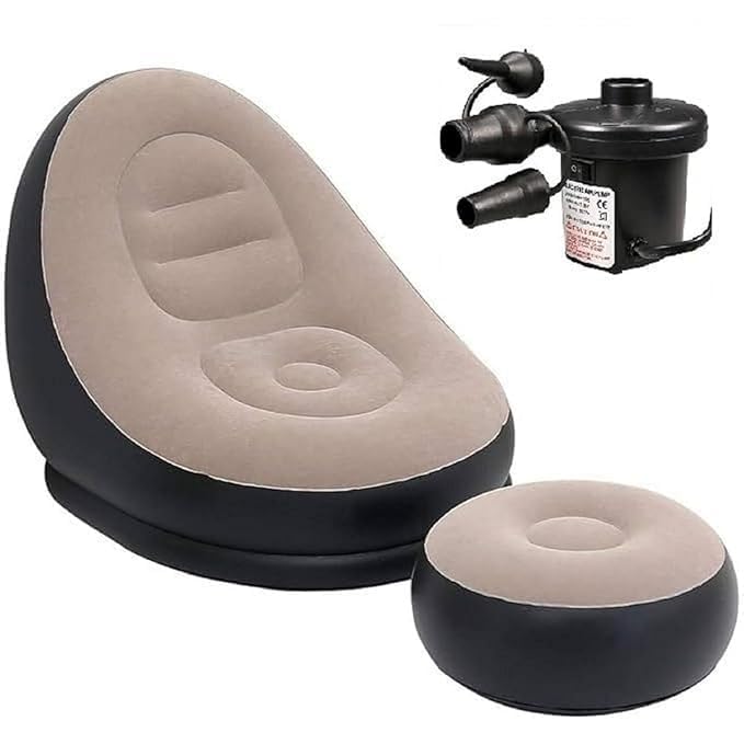 Shree vastu Air Sofa Chair with Foot Stool Knk Foldable Air Couch Sofa Air Bed with Electric Air Inflactor Pump Inflatable Lounge Round-image-19