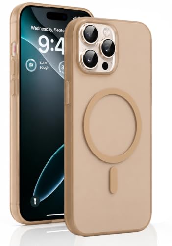 Image of DIZORO Matte Case for iPhone 16 Pro Max Compatible with MagSafe, Camera Lens Full Protection, Shockproof Translucent Frosted TPU Soft Phone Cover, Anti-Fingerprint (Desert)