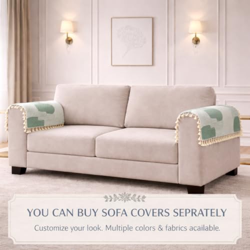 Image of STITCHNEST Printed Quilted Sofa Arm Cover with Tassels | Stylish Hand Rest Protector | Soft & Durable | 18 x 22 Inches