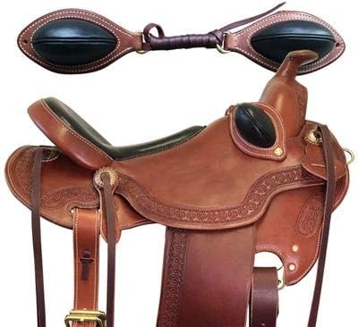 Western Horse Saddle Wade Tree A Fork Ranch Roping Work Handmade Tooled Carved Premium Leather Equestrian Trail Horse Saddle for Horse Riding Size: 10-18 inches Seat, OS108