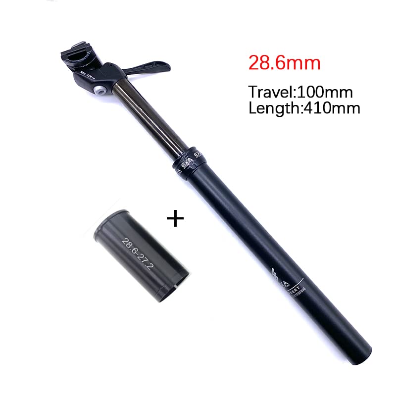 Tige de selle hydraulique VTT 28.6mm avec débattement de 100mm et commande manuelle pour vélo