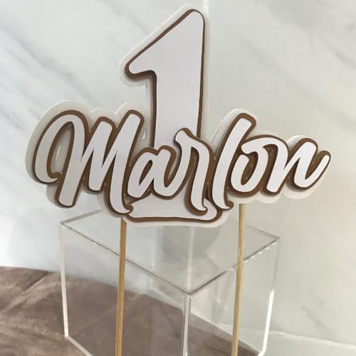 Personalized 1st Birthday Cake Topper with Custom Name – Handmade Layered Cardstock Decoration for Baby’s First Birthday Party, 6
