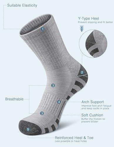 Airacker Athletic Socks Sport Running Calf Socks Performance Cushioned Breathable Crew Socks for Men Women(6 Pairs)3