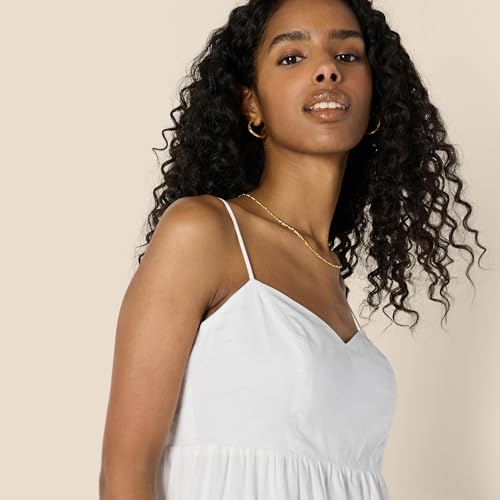 Image of Amazon Essentials Women's Fit and Flare Empire Waist Sweetheart Neck Cotton Sateen Tiered Maxi Dress
