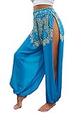 Yanekop Womens Harem Hippie Pants Boho Yoga Clothing Smocked Waist Palazzo Beach Pants(Mandala...